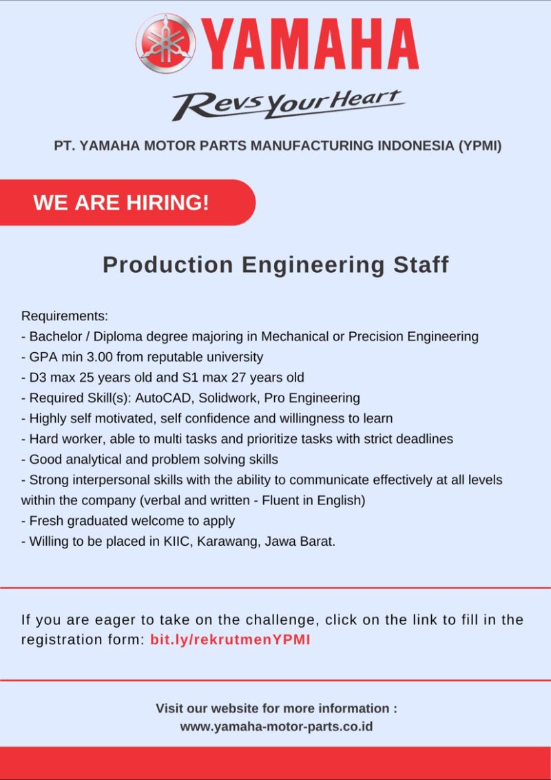 PT. YAMAHA MOTOR PARTS MANUFACTURING INDONESIA (YPMI) – Departemen ...
