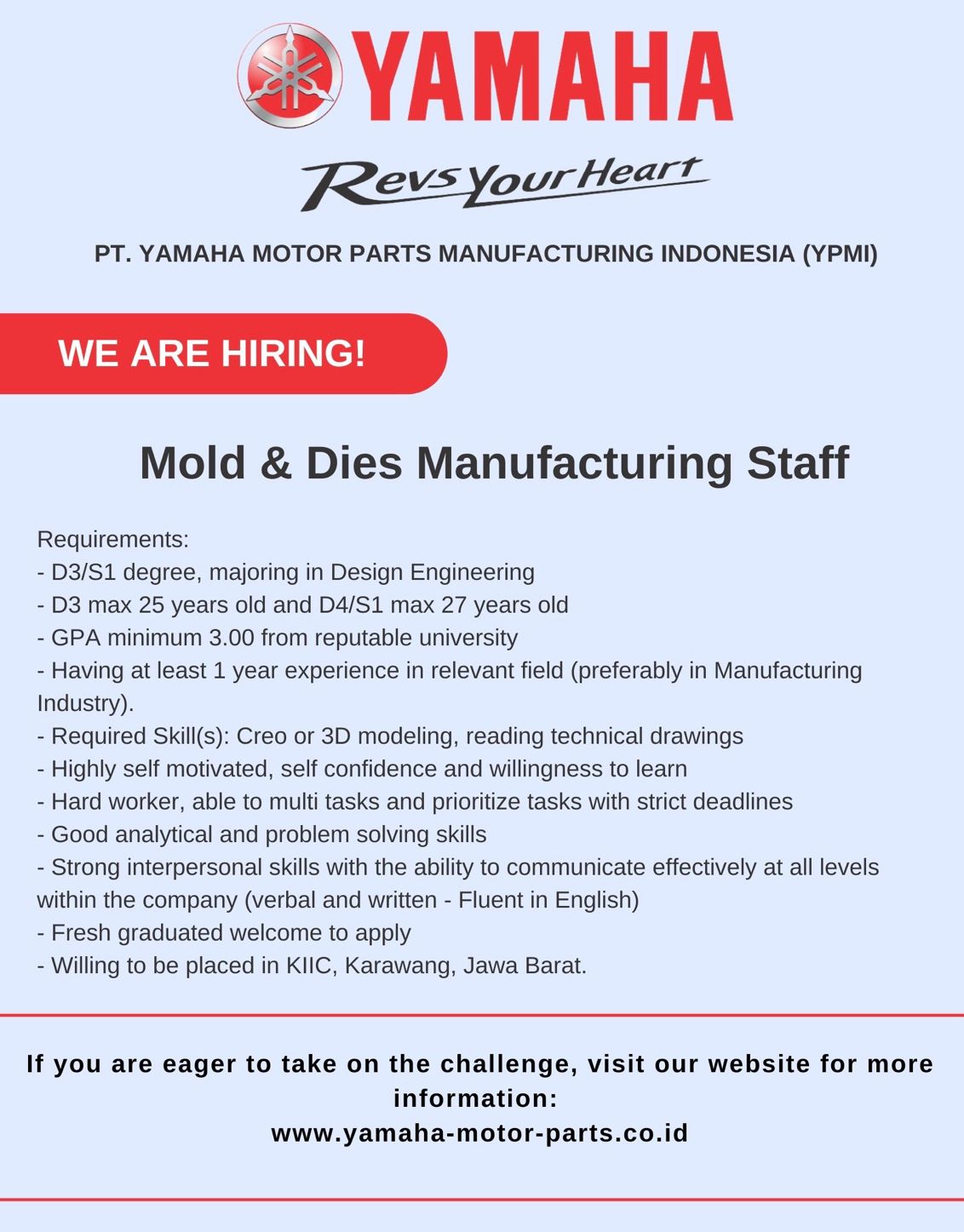 PT. Yamaha Motor Parts Manufacturing Indonesia – Departemen Teknik ...